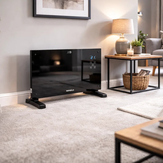 Senelux Black Glass Panel Heater with WiFi
