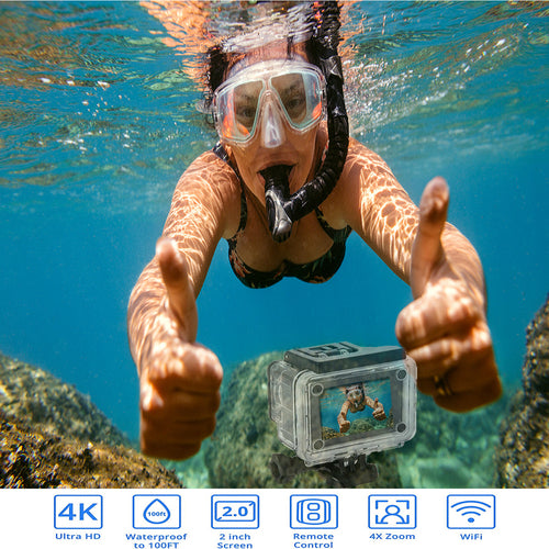 4K Waterproof Action Camera with WiFi & Remote