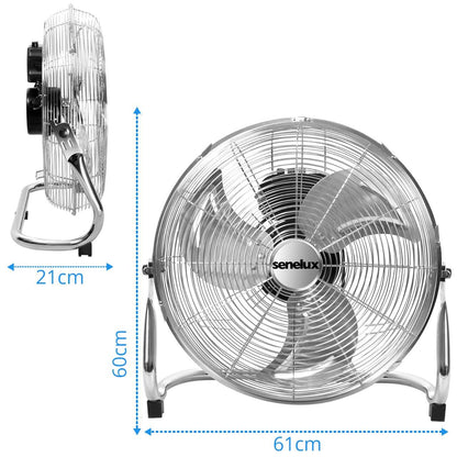 Senelux 20" Chrome Floor Fan (Refurbished)
