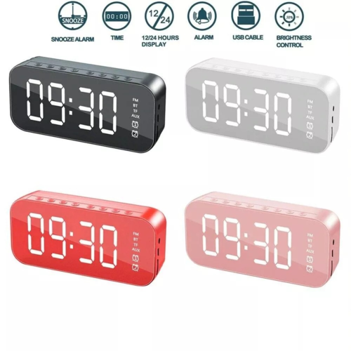 LED Alarm Clock with Bluetooth Speaker & FM Radio